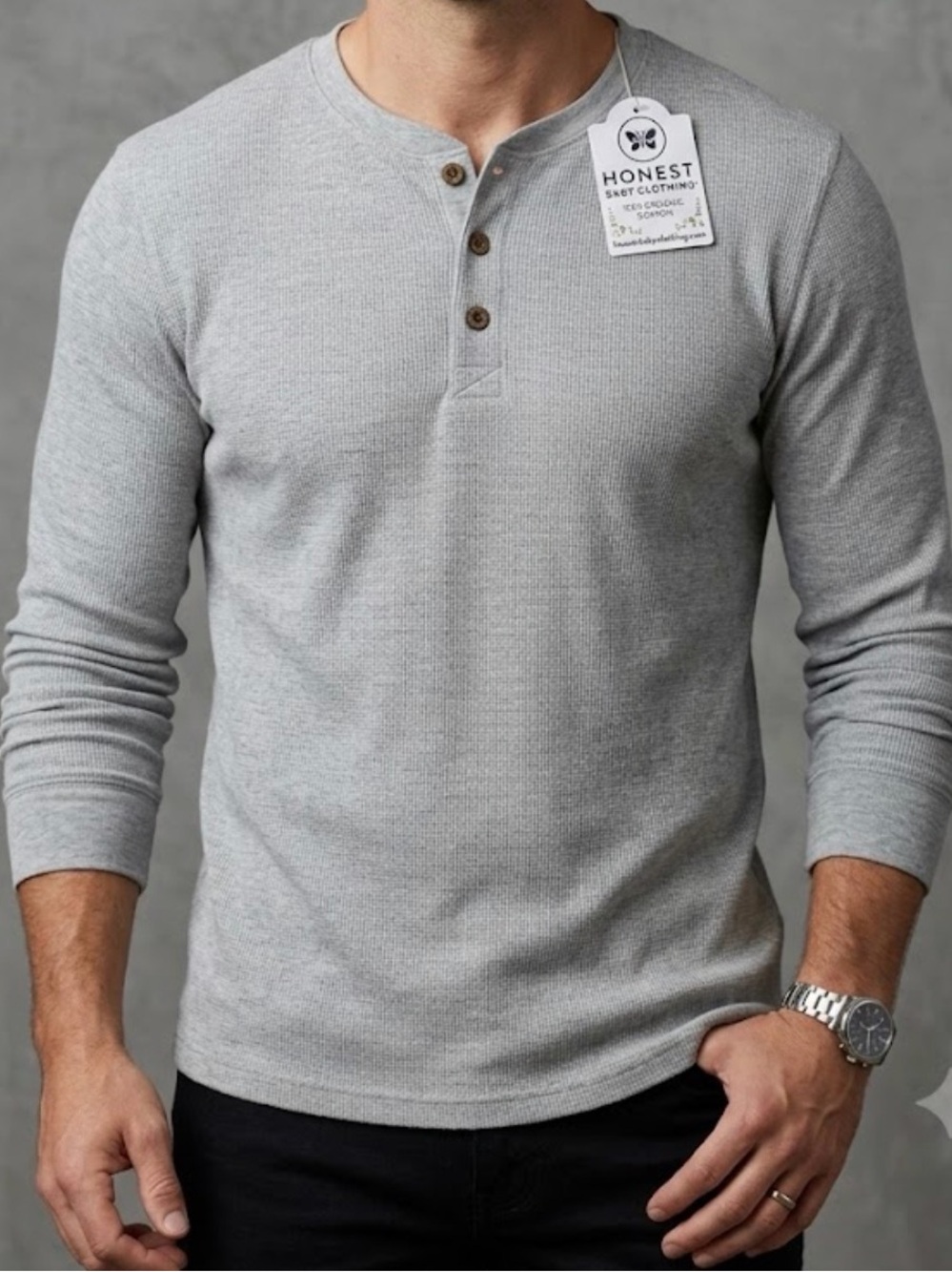 The Honest Company Light Gray Long-Sleeve Henley